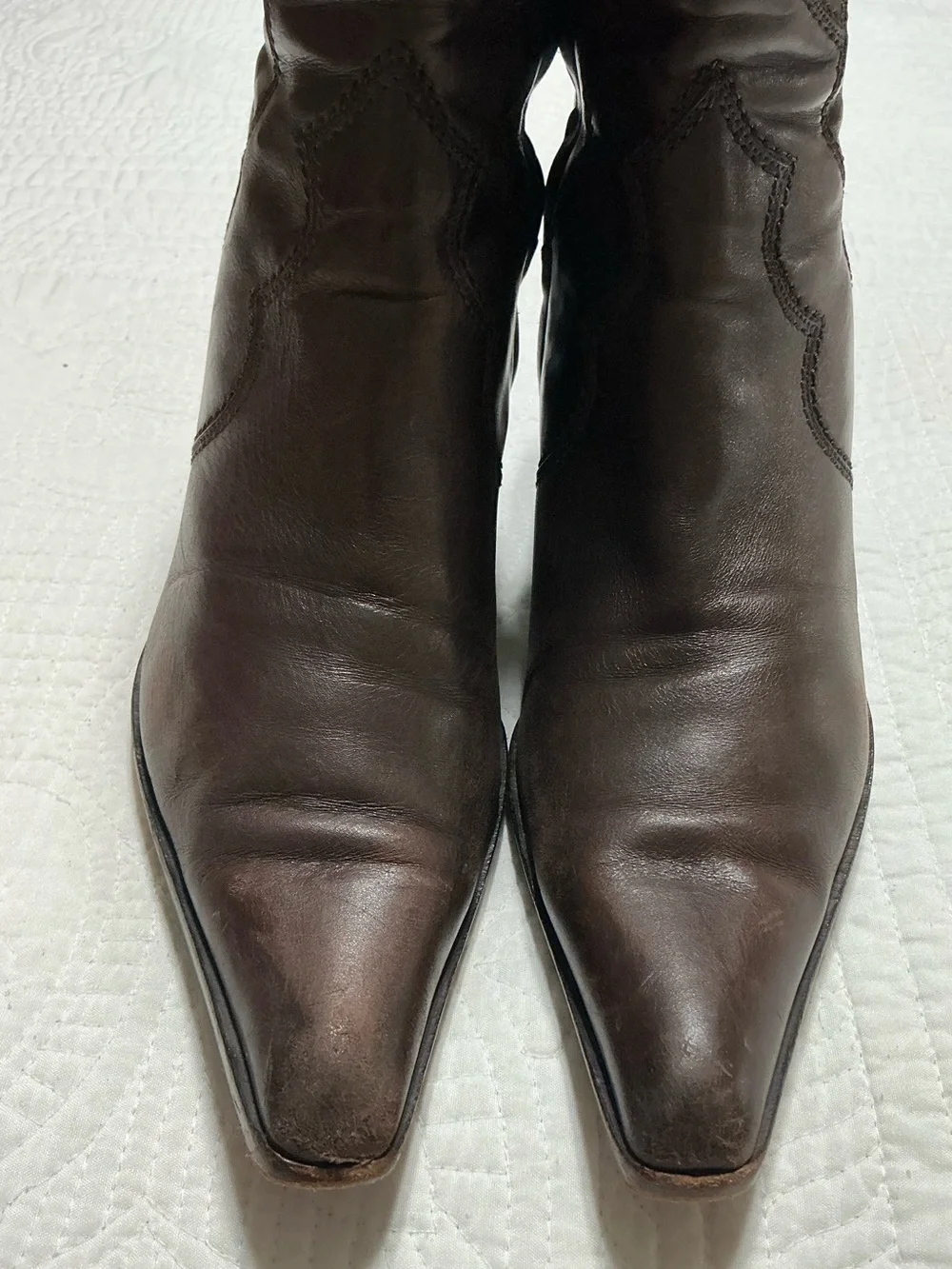 Vintage Sergio Rossi Brown Leather Western Ankle Boots Style 7003 Size 39